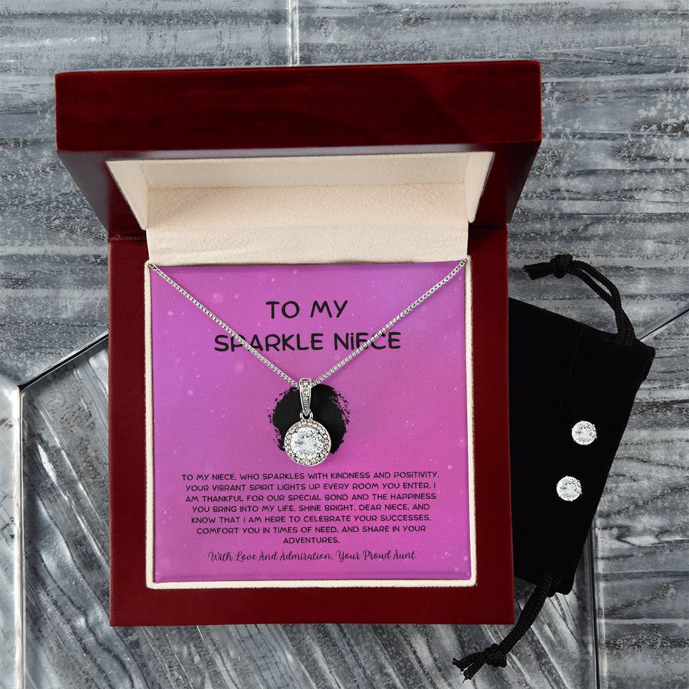 To My Sparkle Niece - From Aunt to Niece Eternal Hope Necklace With Earrings