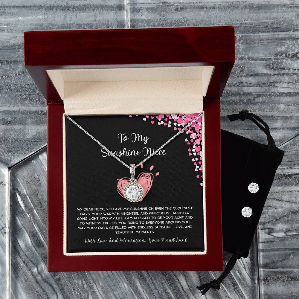 To My Sunshine Niece - From Aunt to Niece Eternal Hope Necklace With Earrings
