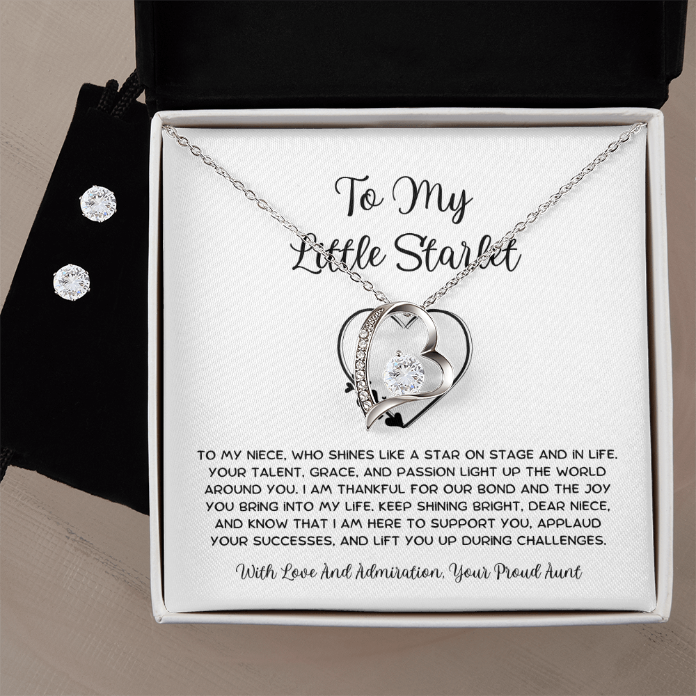 To My Little Starlet - From Aunt to Niece  Forever Love Necklace With Earrings