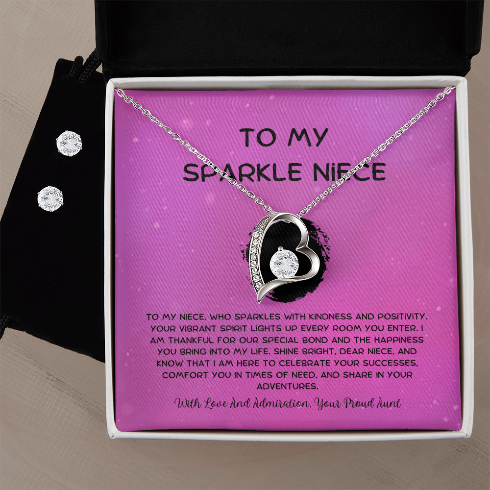 To My Sparkle Niece - From Aunt to Niece  Forever Love Necklace With Earrings
