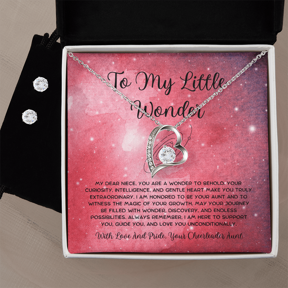 To My Little Wonder - From Aunt to Niece  Forever Love Necklace With Earrings