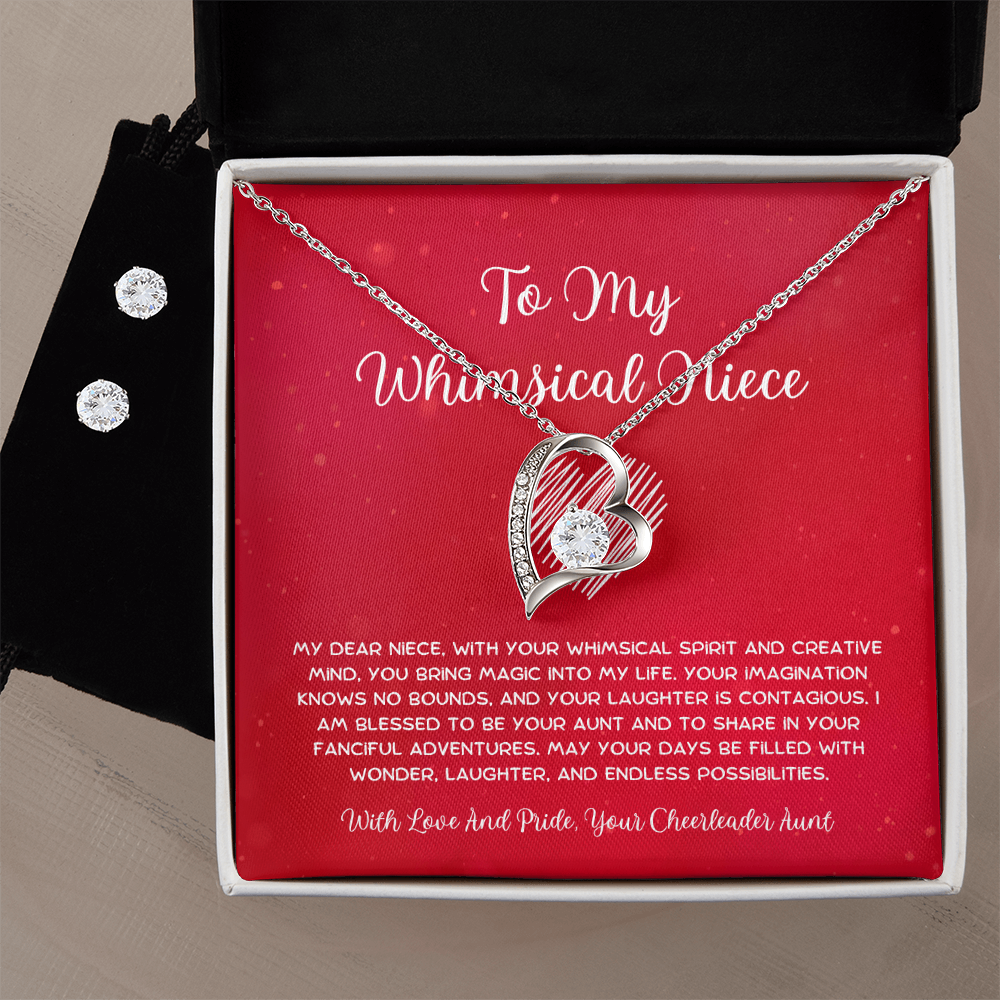 To My Whimsical Niece - From Aunt to Niece  Forever Love Necklace With Earrings
