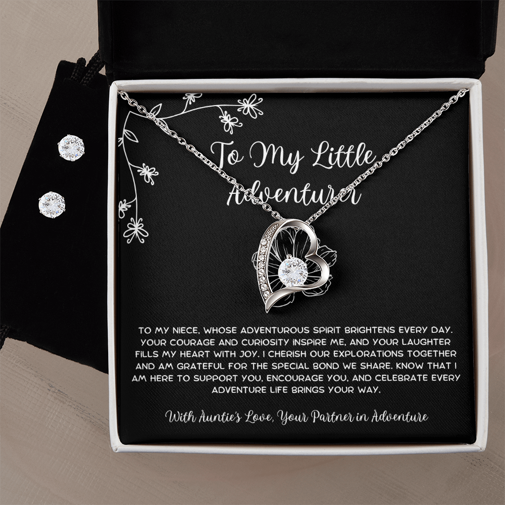 To My Little Adventurer - From Aunt to Niece  Forever Love Necklace With Earrings