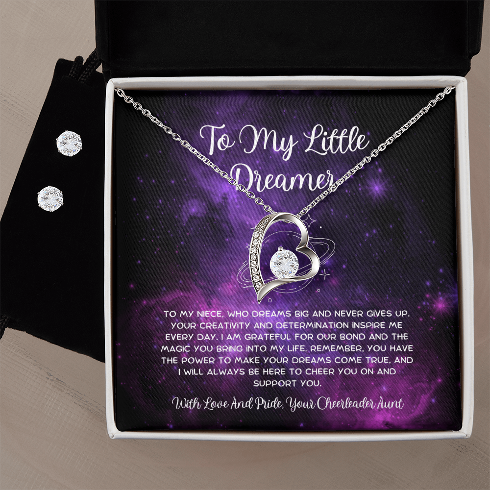To My Little Dreamer - From Aunt to Niece  Forever Love Necklace With Earrings