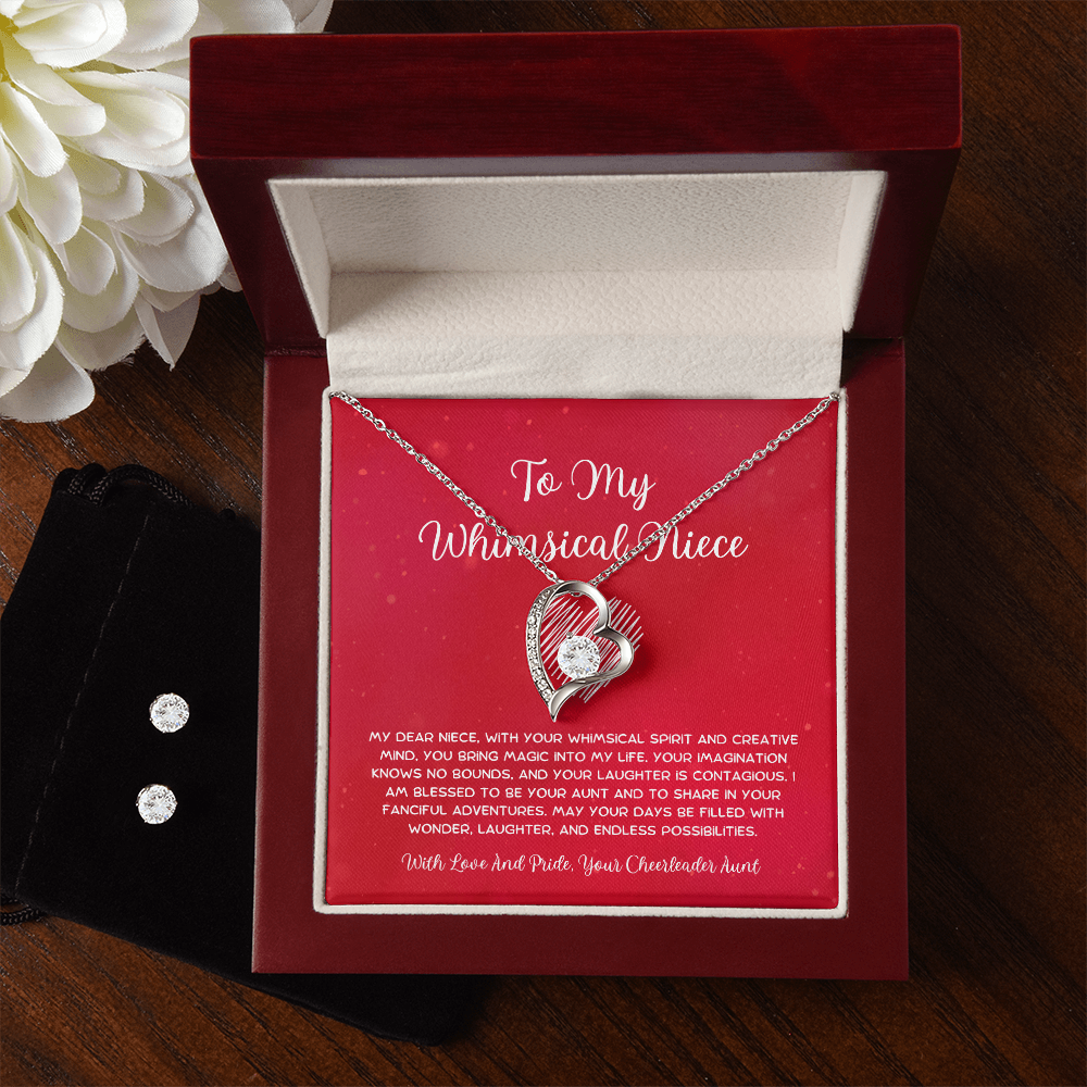 To My Whimsical Niece - From Aunt to Niece  Forever Love Necklace With Earrings