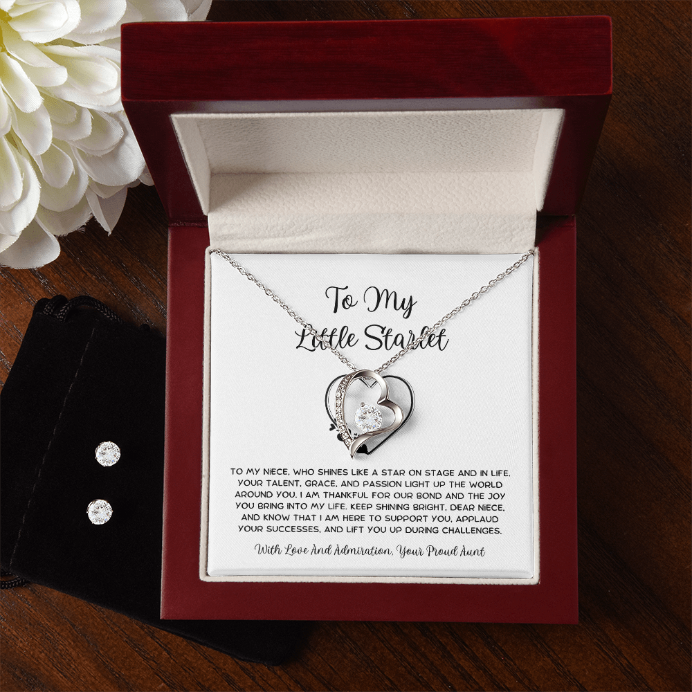 To My Little Starlet - From Aunt to Niece  Forever Love Necklace With Earrings