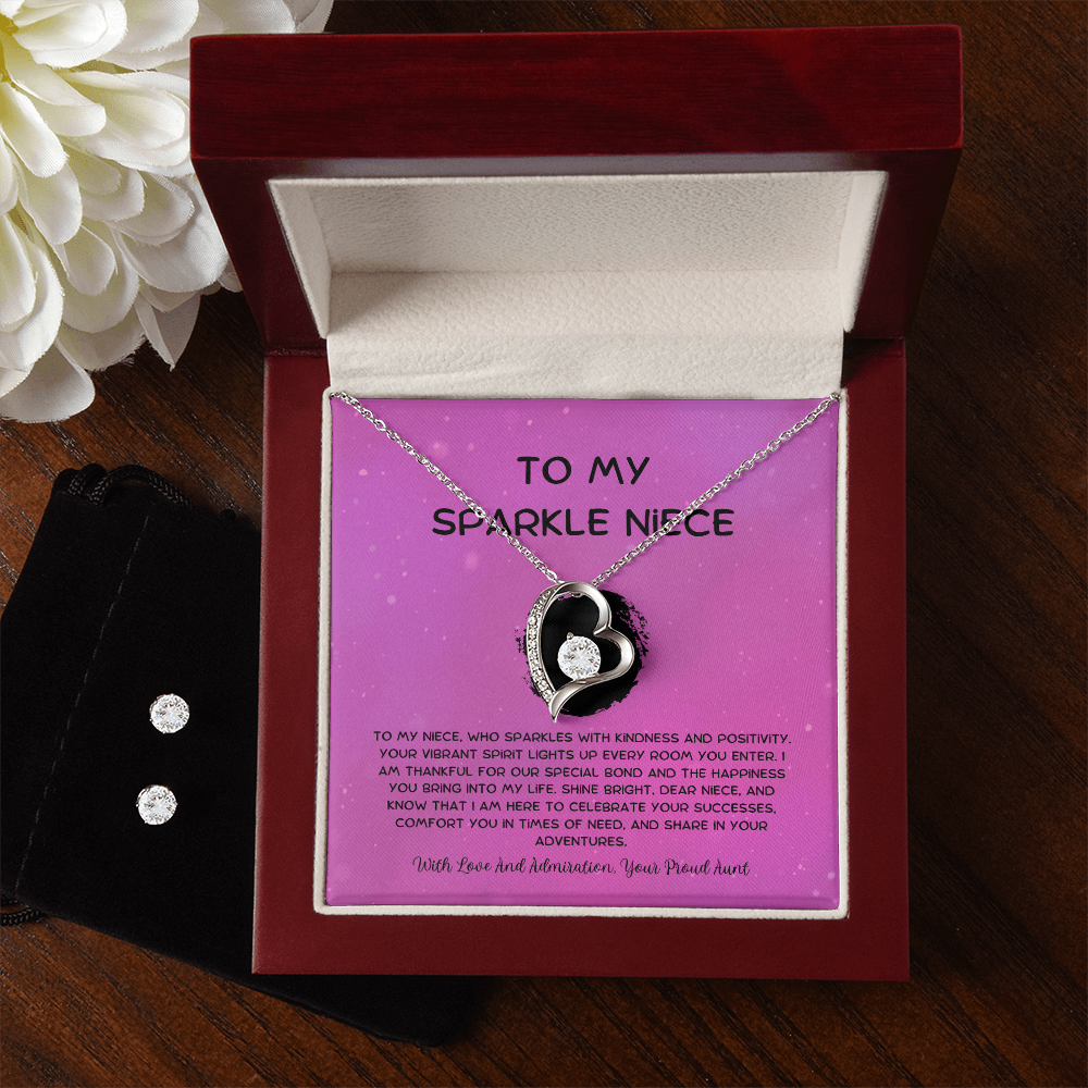 To My Sparkle Niece - From Aunt to Niece  Forever Love Necklace With Earrings