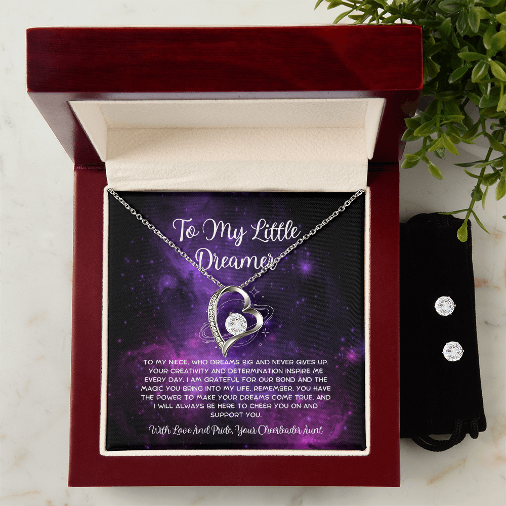 To My Little Dreamer - From Aunt to Niece  Forever Love Necklace With Earrings