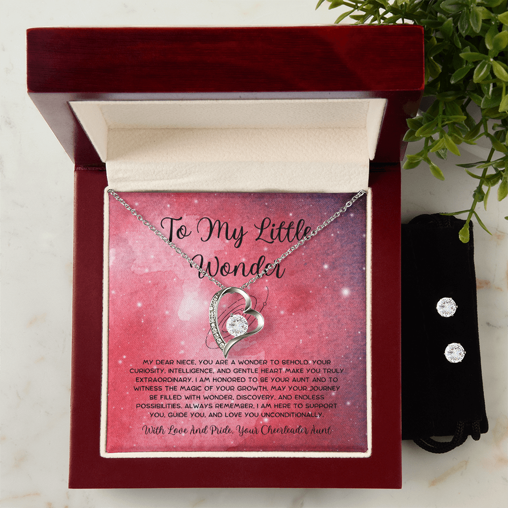 To My Little Wonder - From Aunt to Niece  Forever Love Necklace With Earrings