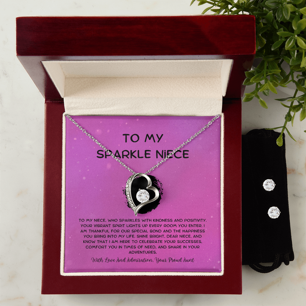 To My Sparkle Niece - From Aunt to Niece  Forever Love Necklace With Earrings