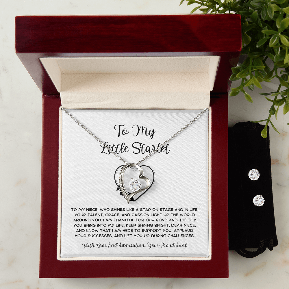 To My Little Starlet - From Aunt to Niece  Forever Love Necklace With Earrings