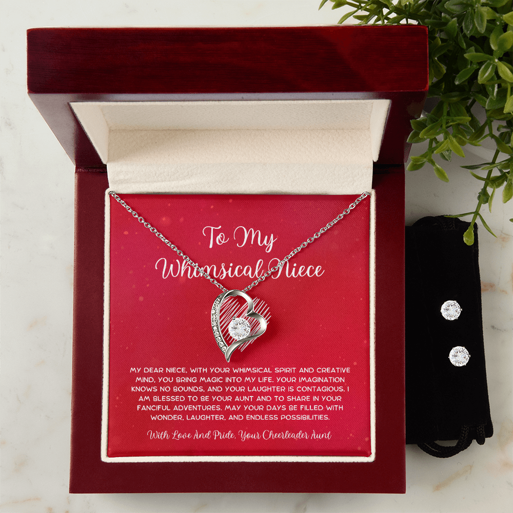 To My Whimsical Niece - From Aunt to Niece  Forever Love Necklace With Earrings