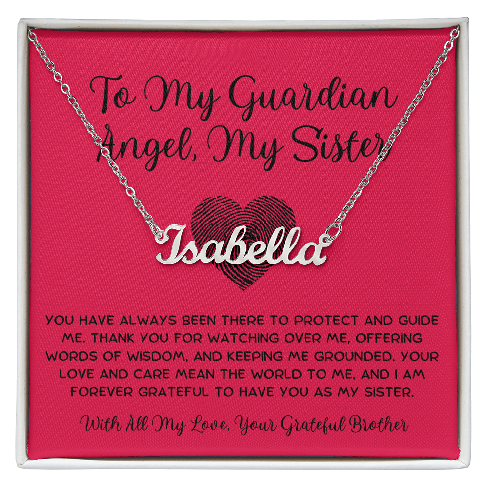 To My Guardian Angel, My Sister - From Brother To Sister Custom Name Necklace