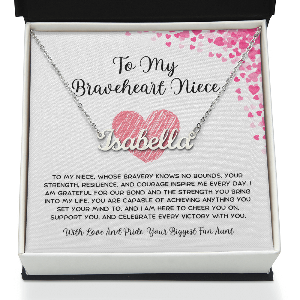 To My Braveheart Niece - From Aunt to Niece Custom Name Necklace