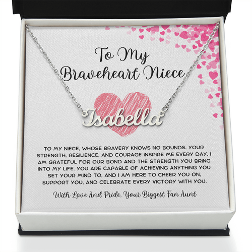 To My Braveheart Niece - From Aunt to Niece Custom Name Necklace