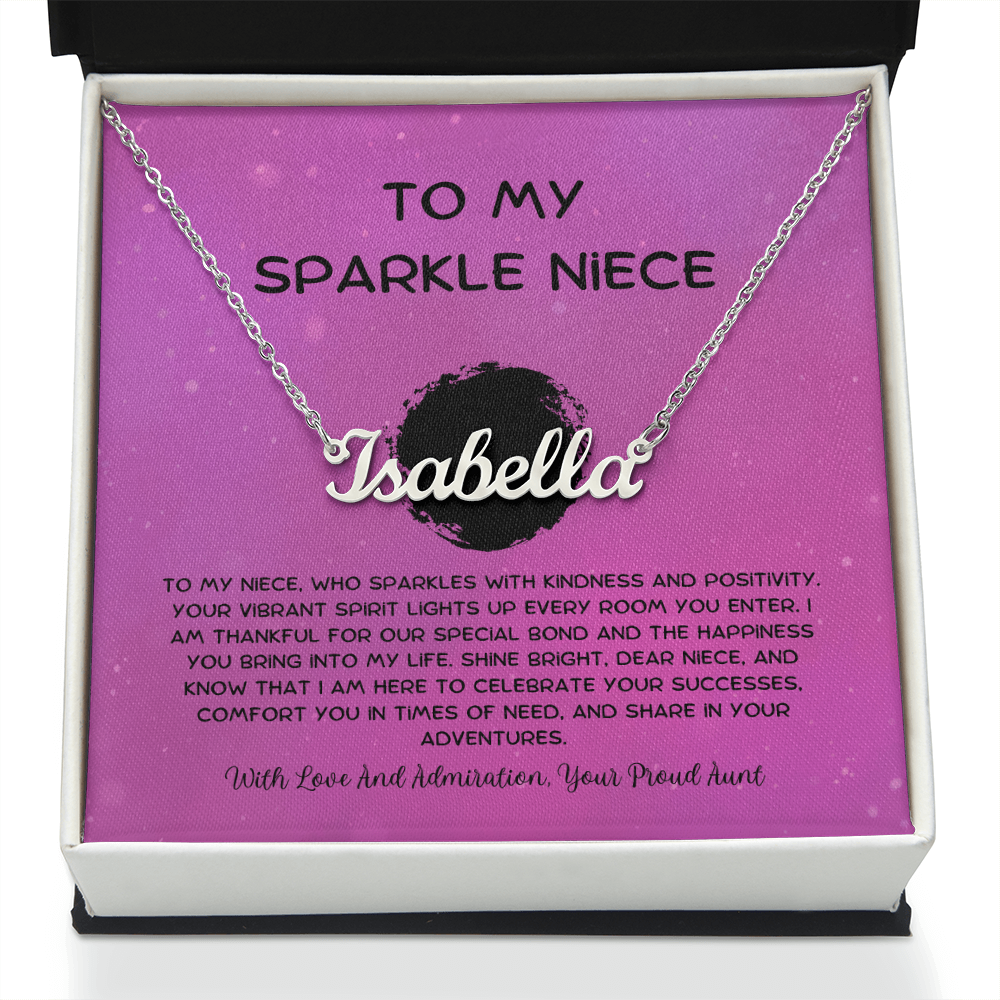 To My Sparkle Niece - From Aunt to Niece Custom Name Necklace