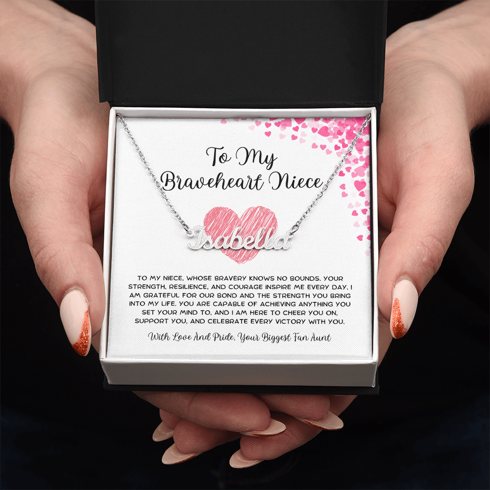 To My Braveheart Niece - From Aunt to Niece Custom Name Necklace