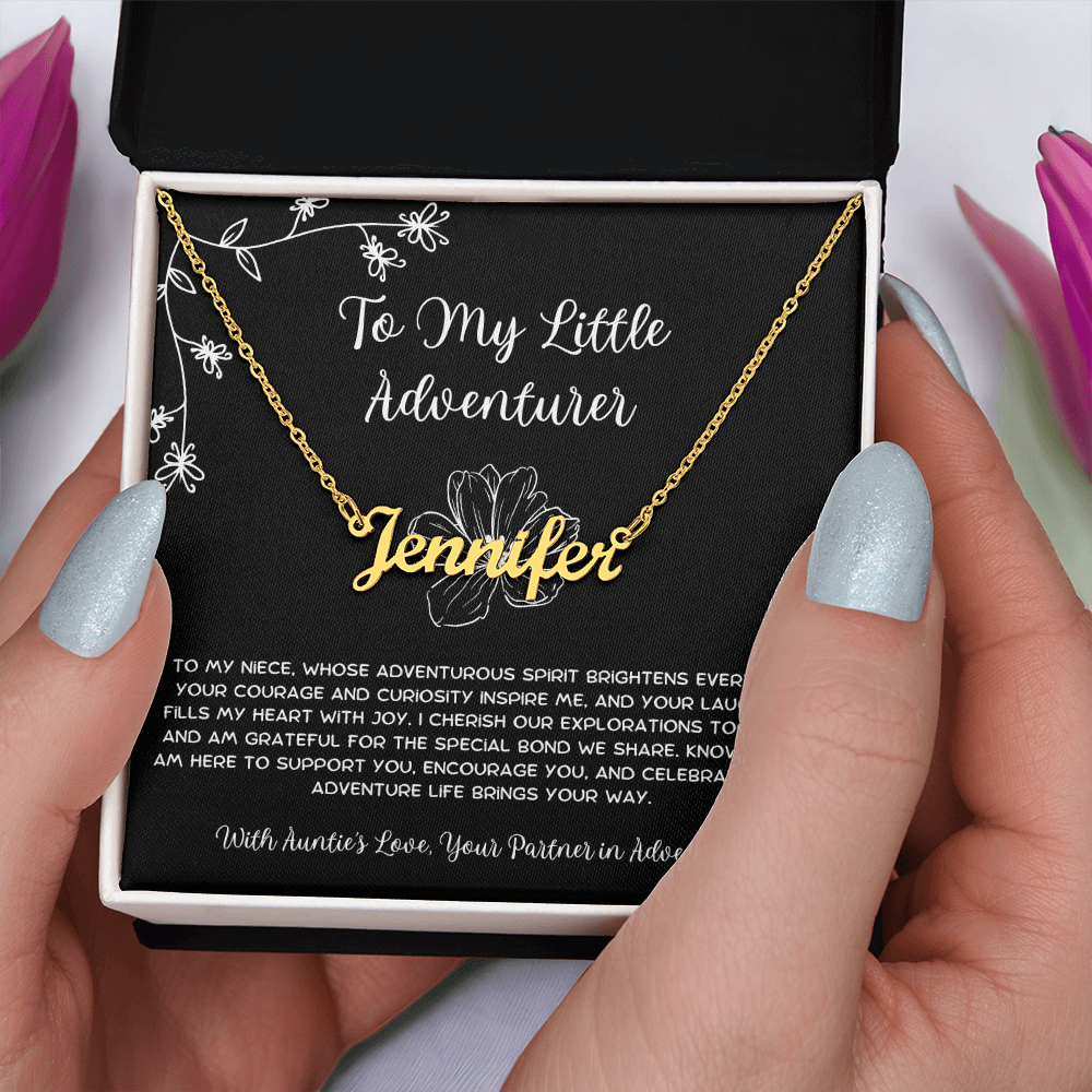 To My Little Adventurer - From Aunt to Niece Custom Name Necklace