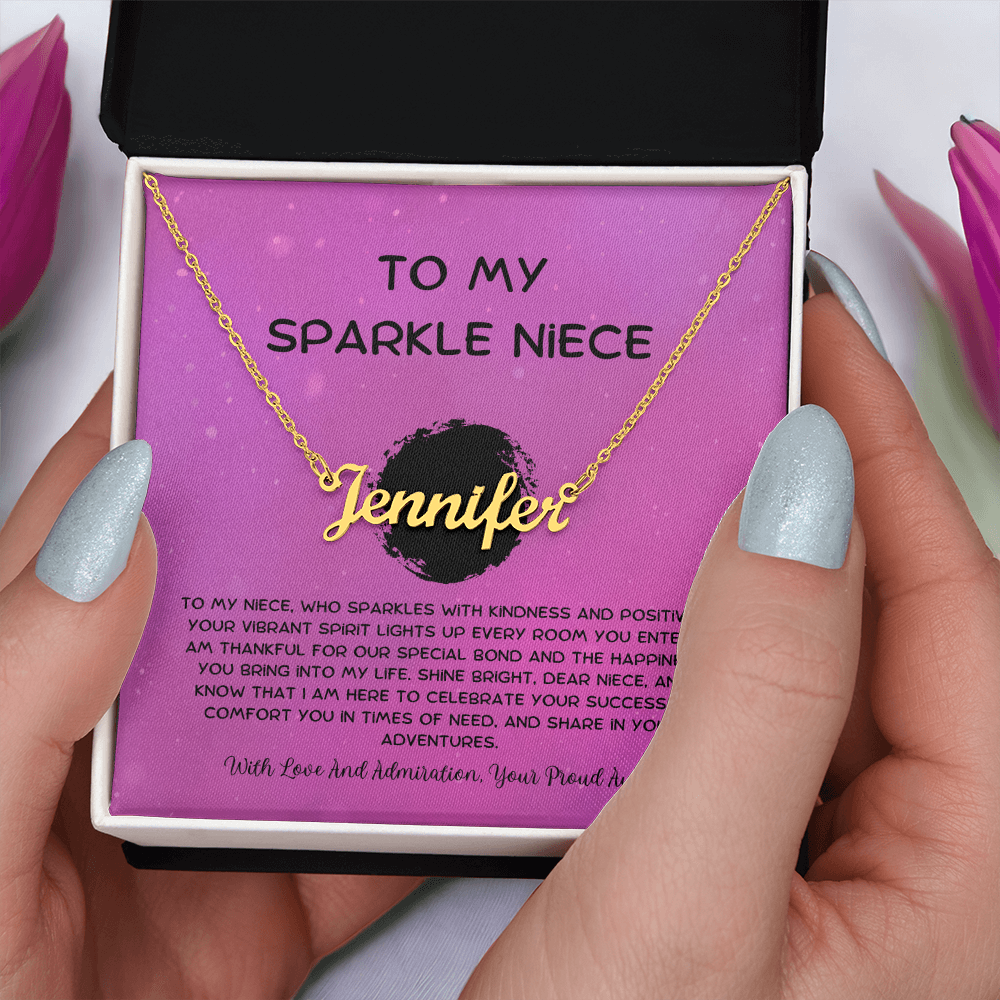 To My Sparkle Niece - From Aunt to Niece Custom Name Necklace