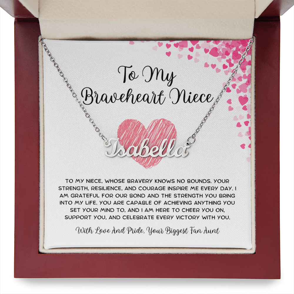 To My Braveheart Niece - From Aunt to Niece Custom Name Necklace