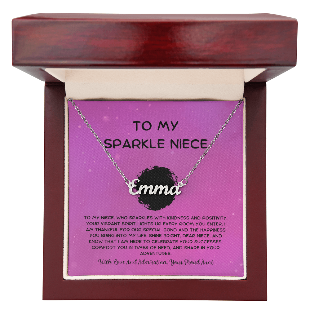 To My Sparkle Niece - From Aunt to Niece Custom Name Necklace