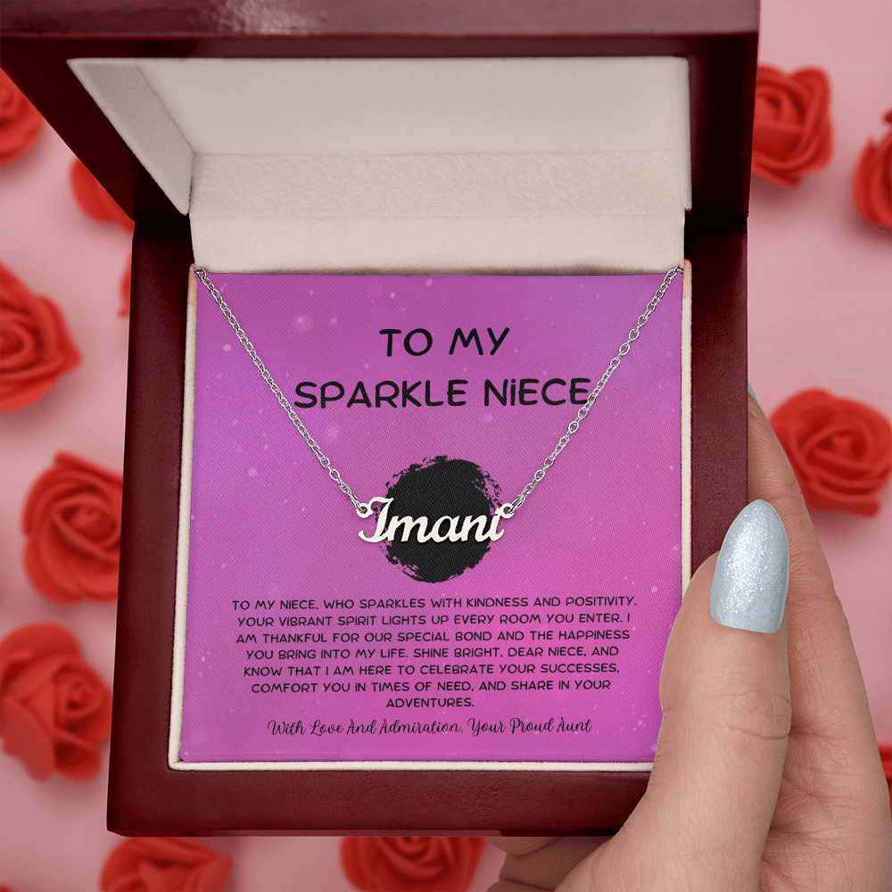 To My Sparkle Niece - From Aunt to Niece Custom Name Necklace