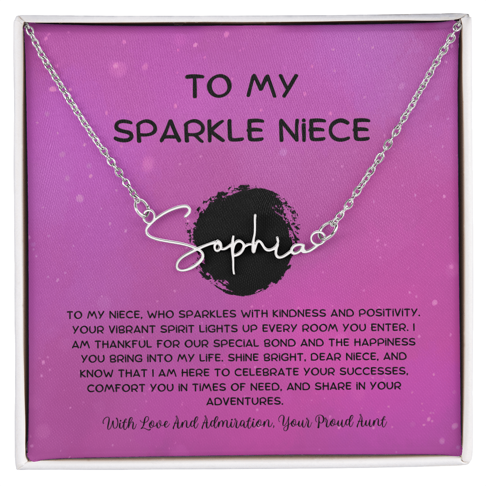 To My Sparkle Niece - From Aunt to Niece Signature Name Necklace
