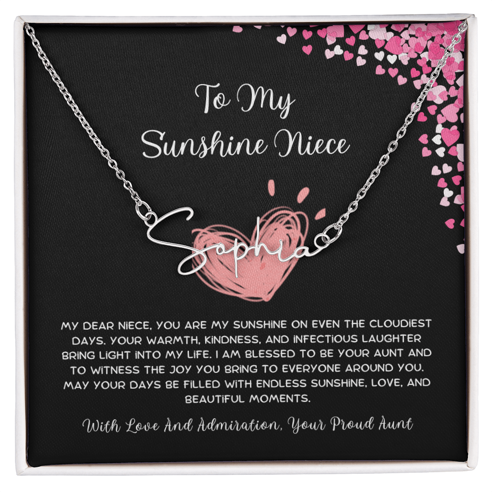To My Sunshine Niece - From Aunt to Niece Signature Name Necklace