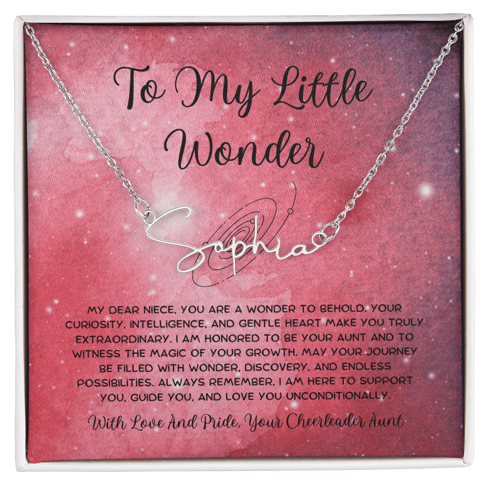 To My Little Wonder - From Aunt to Niece Signature Name Necklace