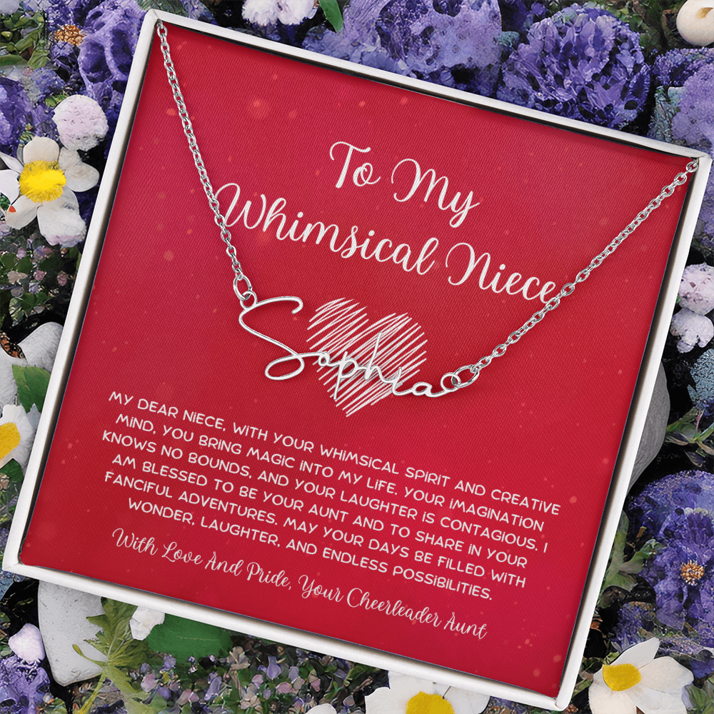 To My Whimsical Niece - From Aunt to Niece Signature Name Necklace
