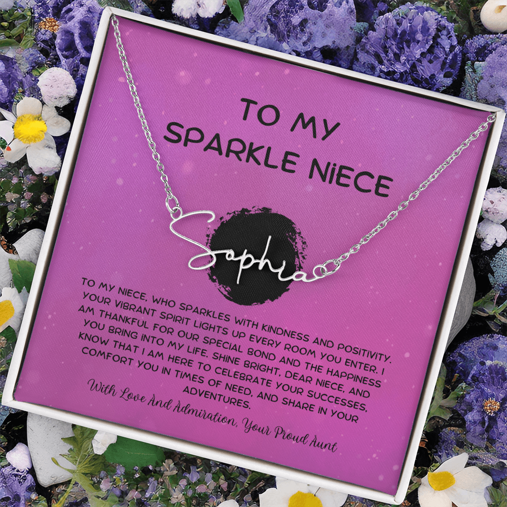 To My Sparkle Niece - From Aunt to Niece Signature Name Necklace