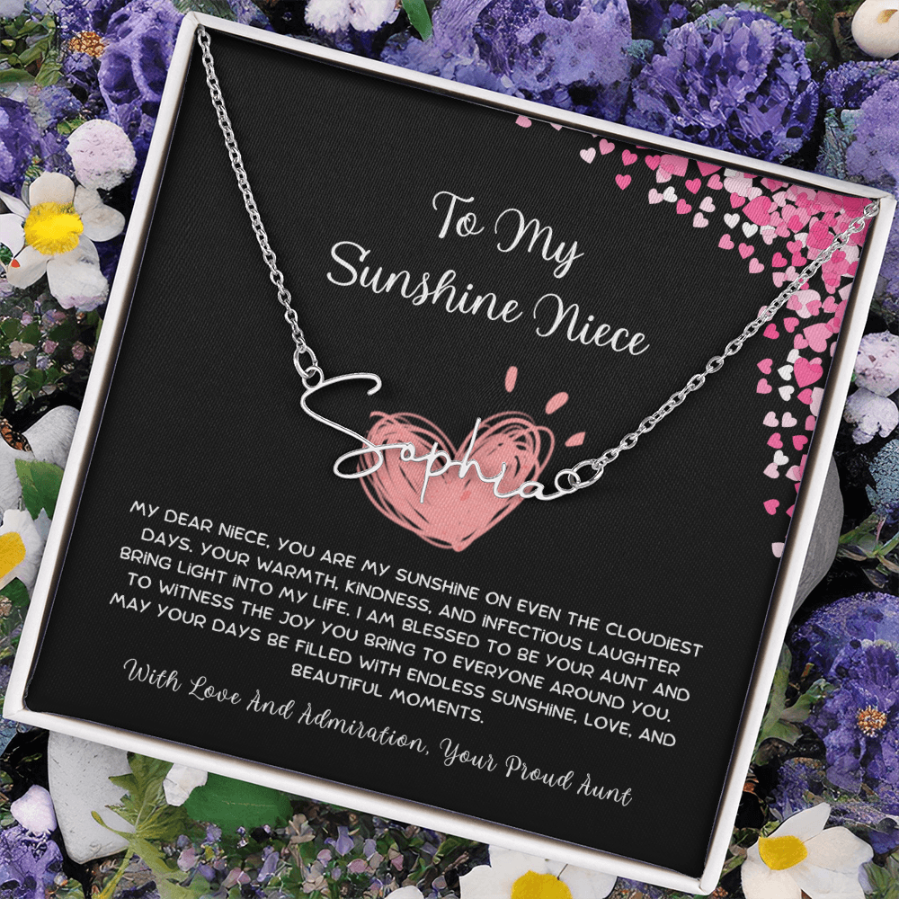 To My Sunshine Niece - From Aunt to Niece Signature Name Necklace