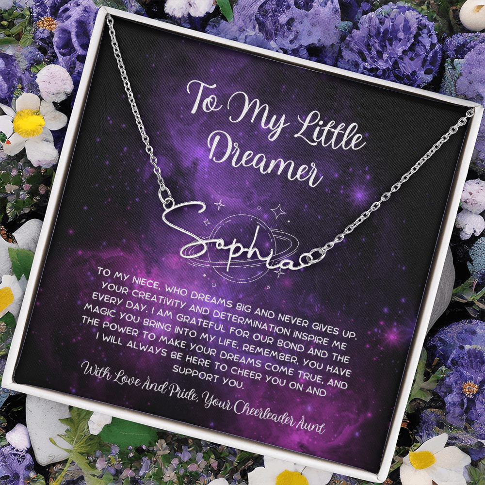 To My Little Dreamer - From Aunt to Niece Signature Name Necklace