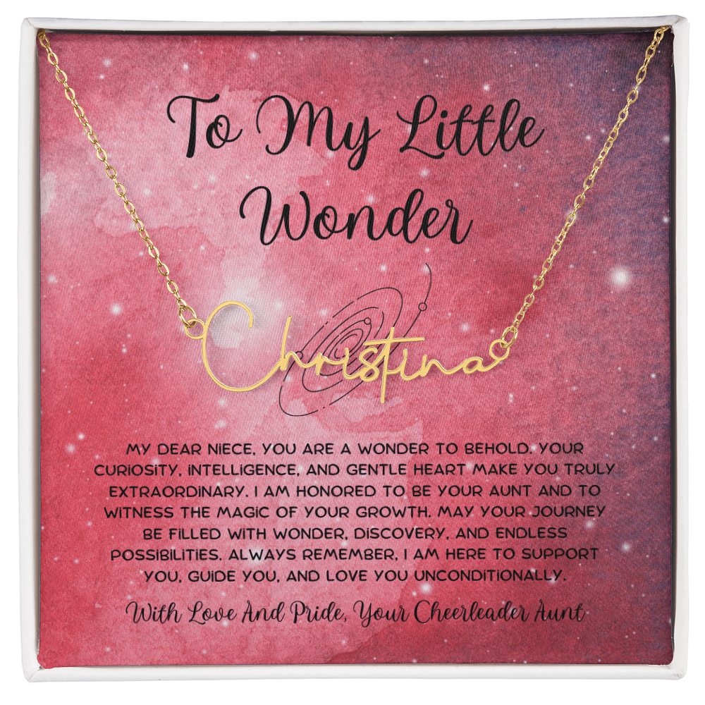 To My Little Wonder - From Aunt to Niece Signature Name Necklace