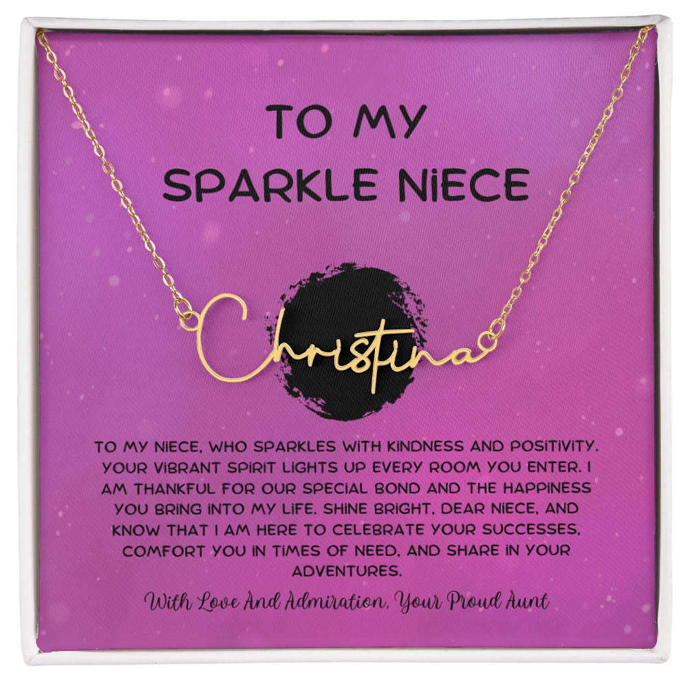 To My Sparkle Niece - From Aunt to Niece Signature Name Necklace