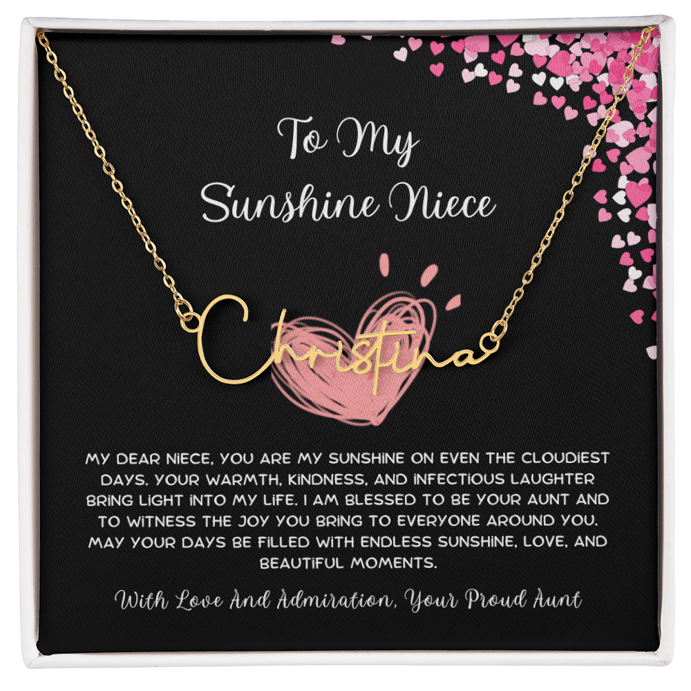 To My Sunshine Niece - From Aunt to Niece Signature Name Necklace