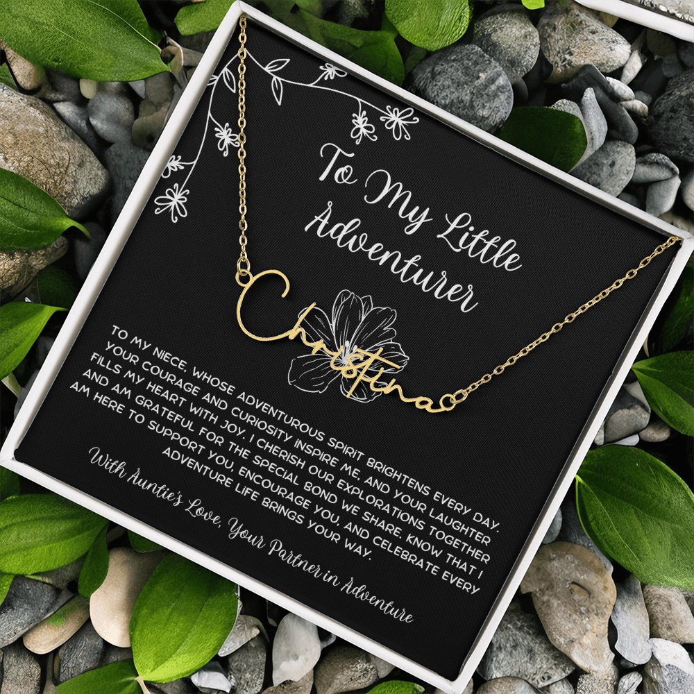 To My Little Adventurer - From Aunt to Niece Signature Name Necklace