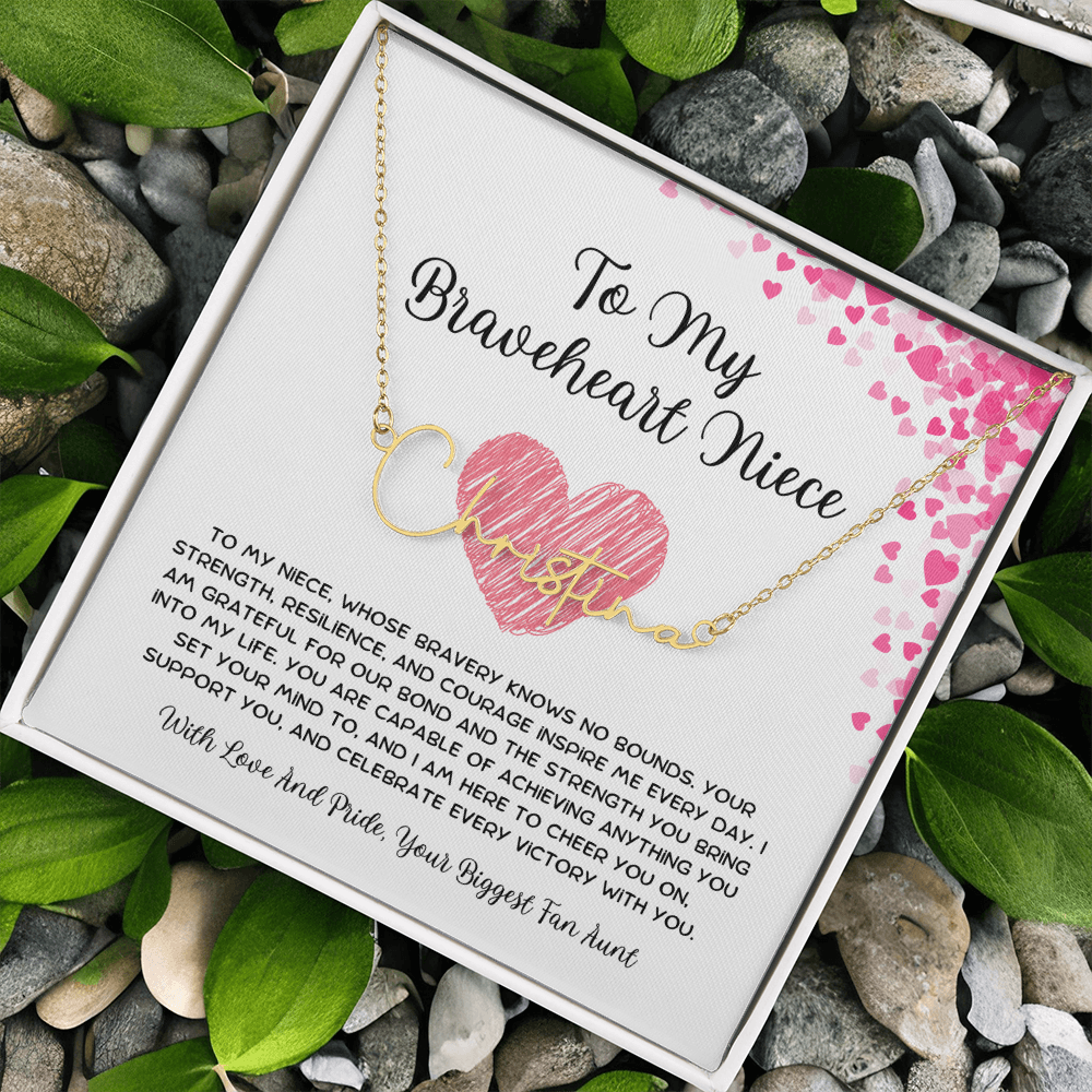 To My Braveheart Niece - From Aunt to Niece Signature Name Necklace