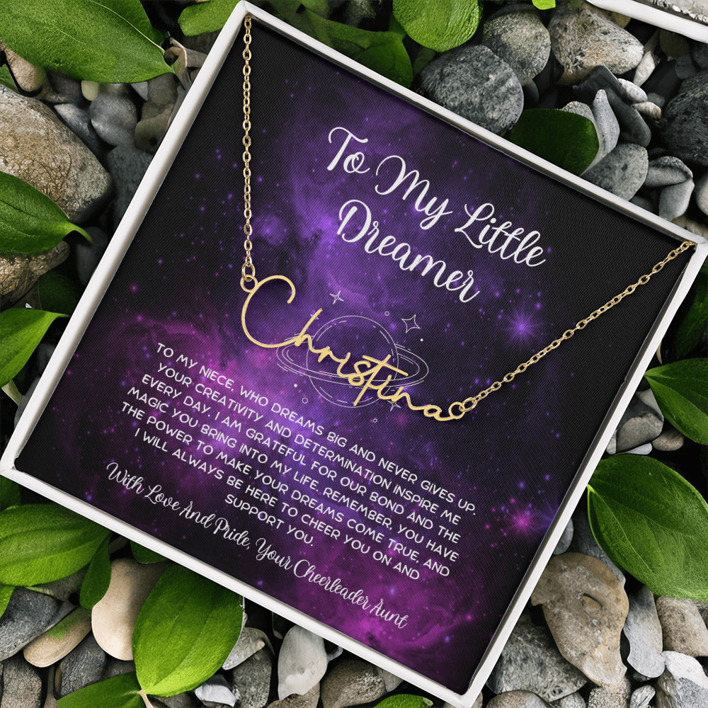 To My Little Dreamer - From Aunt to Niece Signature Name Necklace