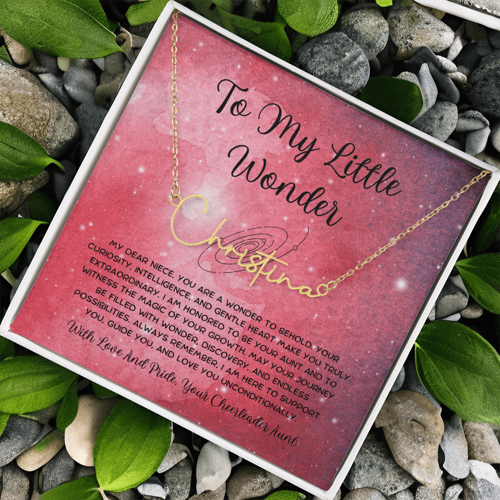To My Little Wonder - From Aunt to Niece Signature Name Necklace