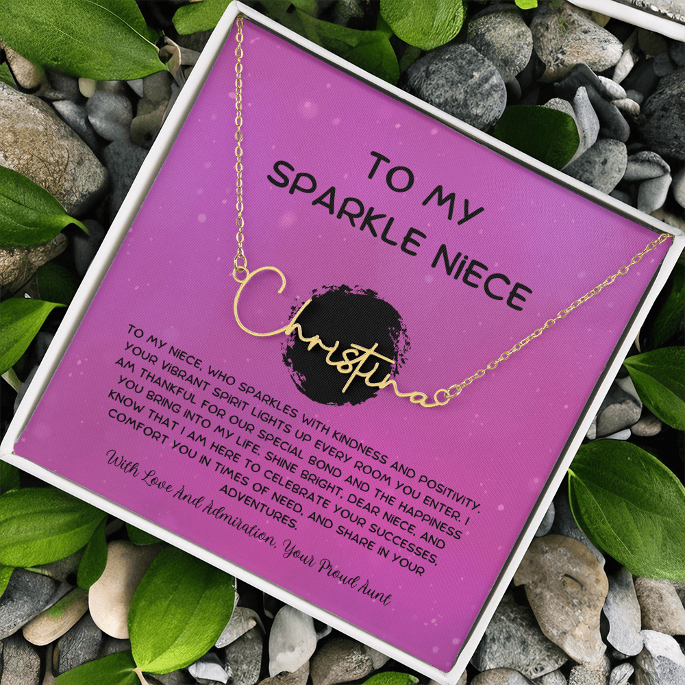 To My Sparkle Niece - From Aunt to Niece Signature Name Necklace