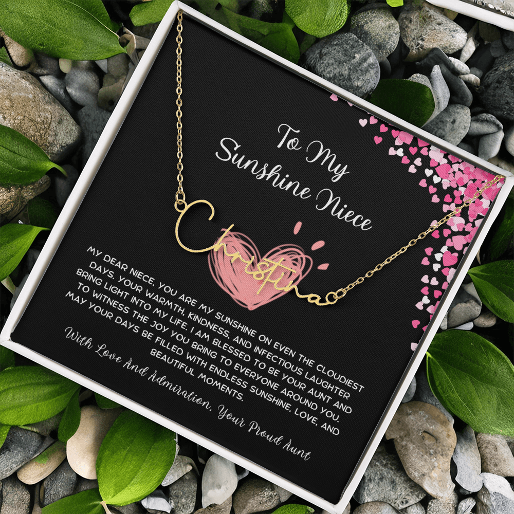 To My Sunshine Niece - From Aunt to Niece Signature Name Necklace