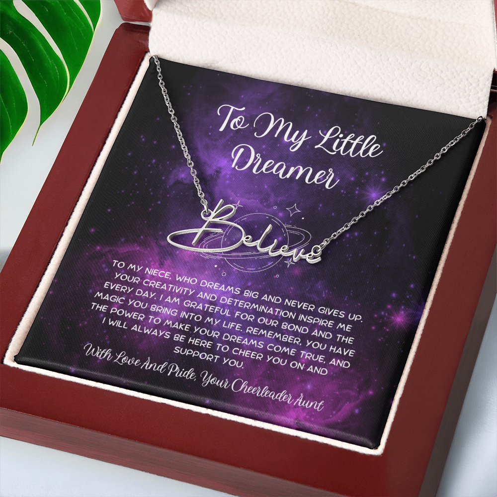 To My Little Dreamer - From Aunt to Niece Signature Name Necklace