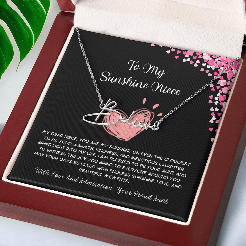 To My Sunshine Niece - From Aunt to Niece Signature Name Necklace