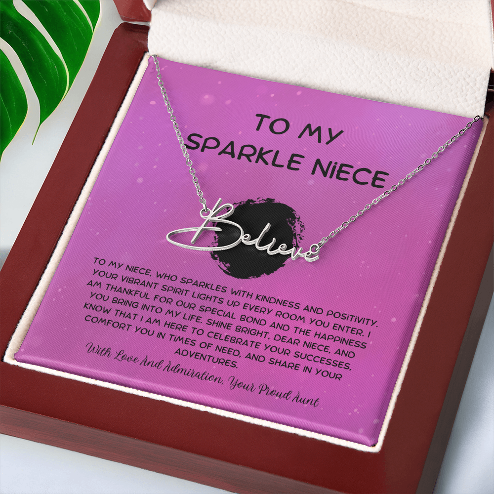 To My Sparkle Niece - From Aunt to Niece Signature Name Necklace