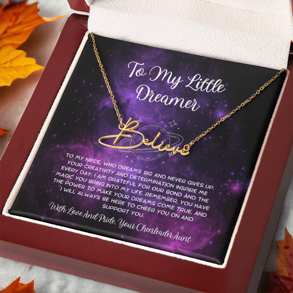 To My Little Dreamer - From Aunt to Niece Signature Name Necklace