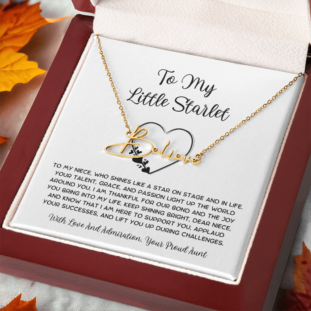 To My Little Starlet - From Aunt to Niece Signature Name Necklace
