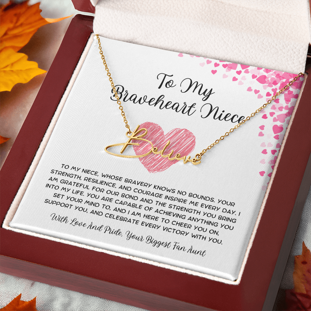 To My Braveheart Niece - From Aunt to Niece Signature Name Necklace