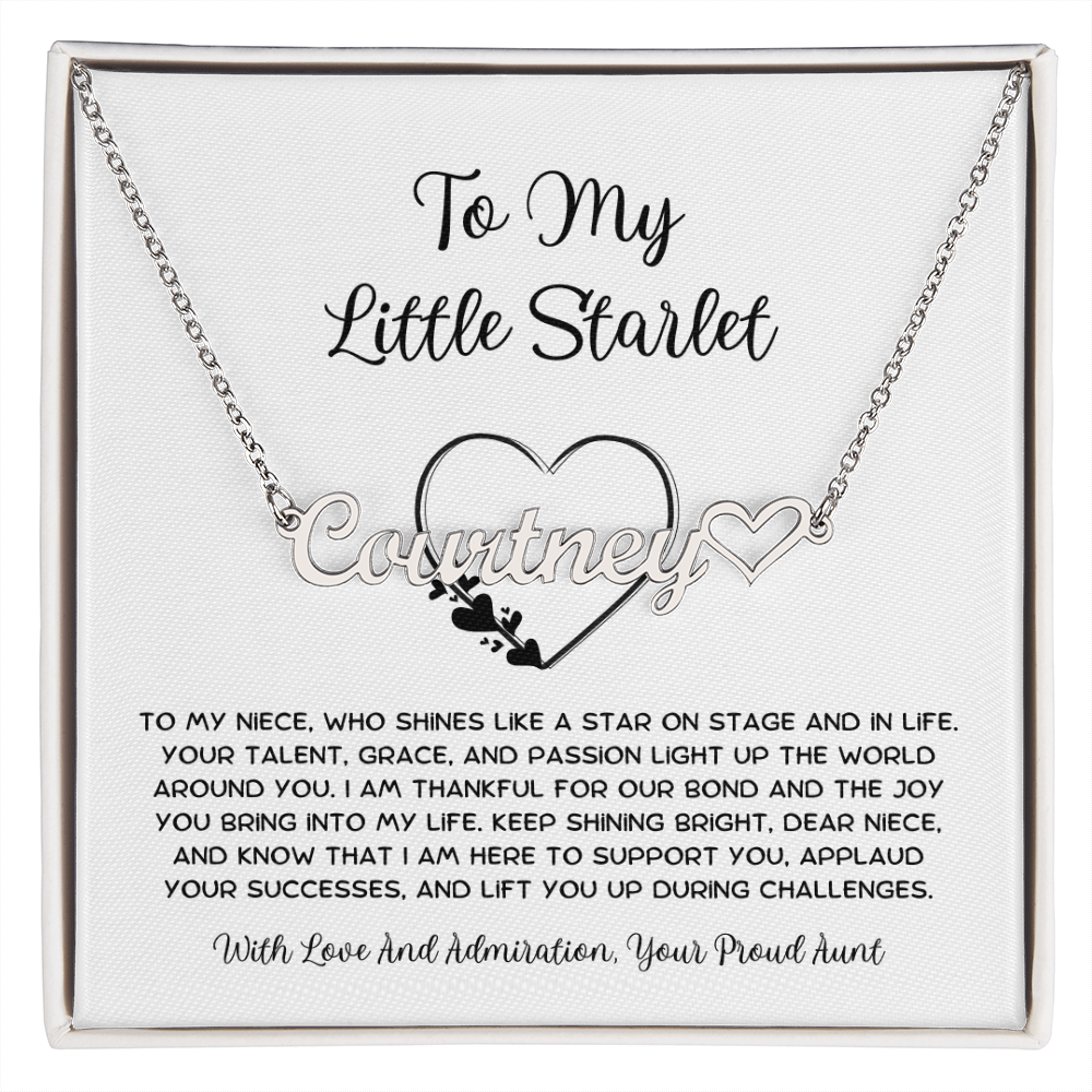 To My Little Starlet - From Aunt to Niece Heart Name Necklace