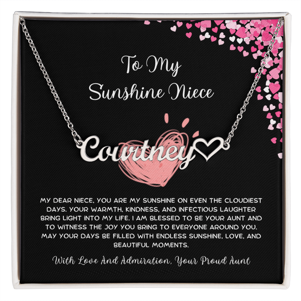 To My Sunshine Niece - From Aunt to Niece Heart Name Necklace